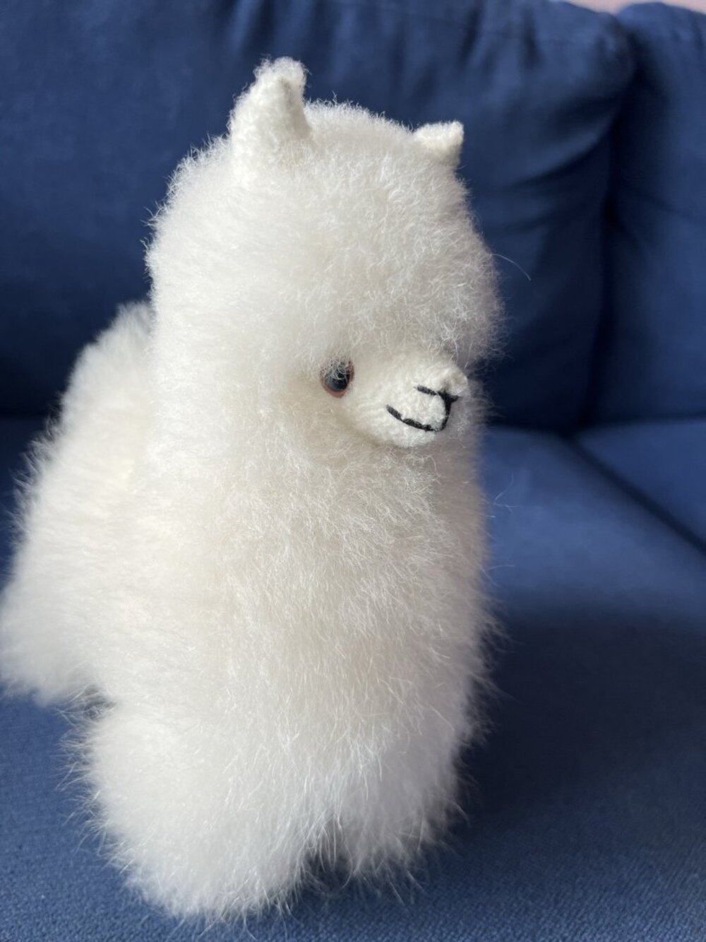 Llama Alpaca Stuffed Animal Plush Real FUR Handmade PERU 9" tall Wired Legs CUTE